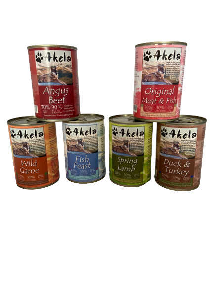 Akela Complete Wet Working Dog Food Mixed Pack 6 Cans (1 Per Flavour) VAT  FREE