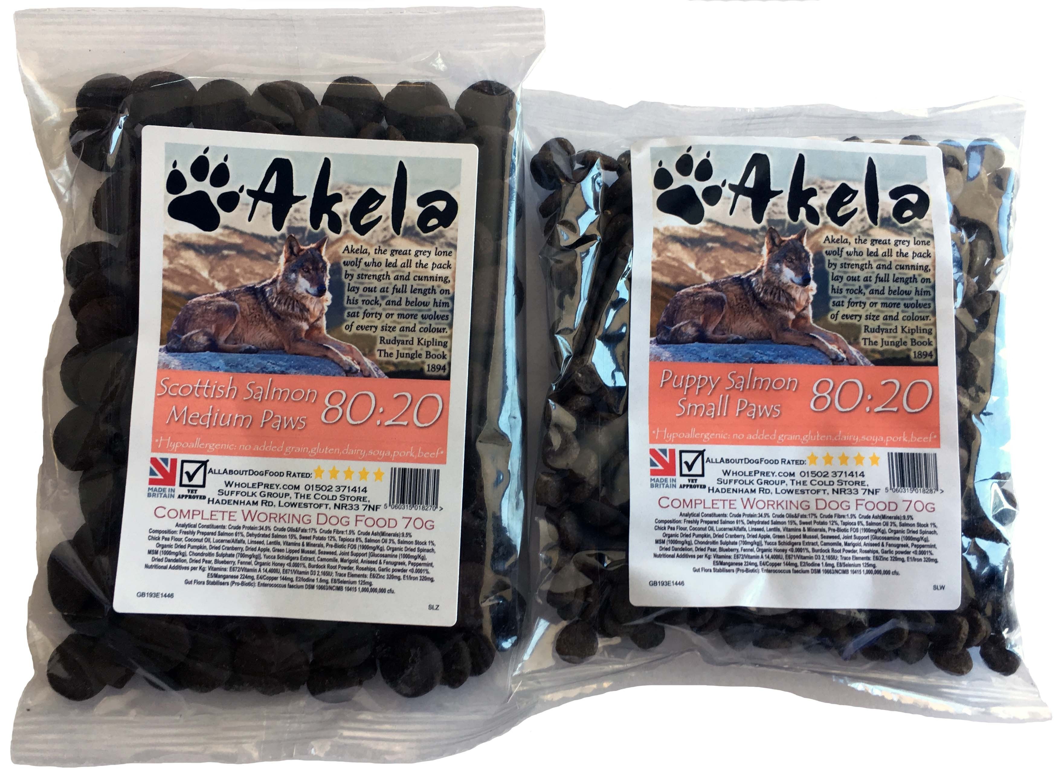 Akela 80:20 Puppy/Scottish Salmon Grain-Free Working Dog Food Free Sample